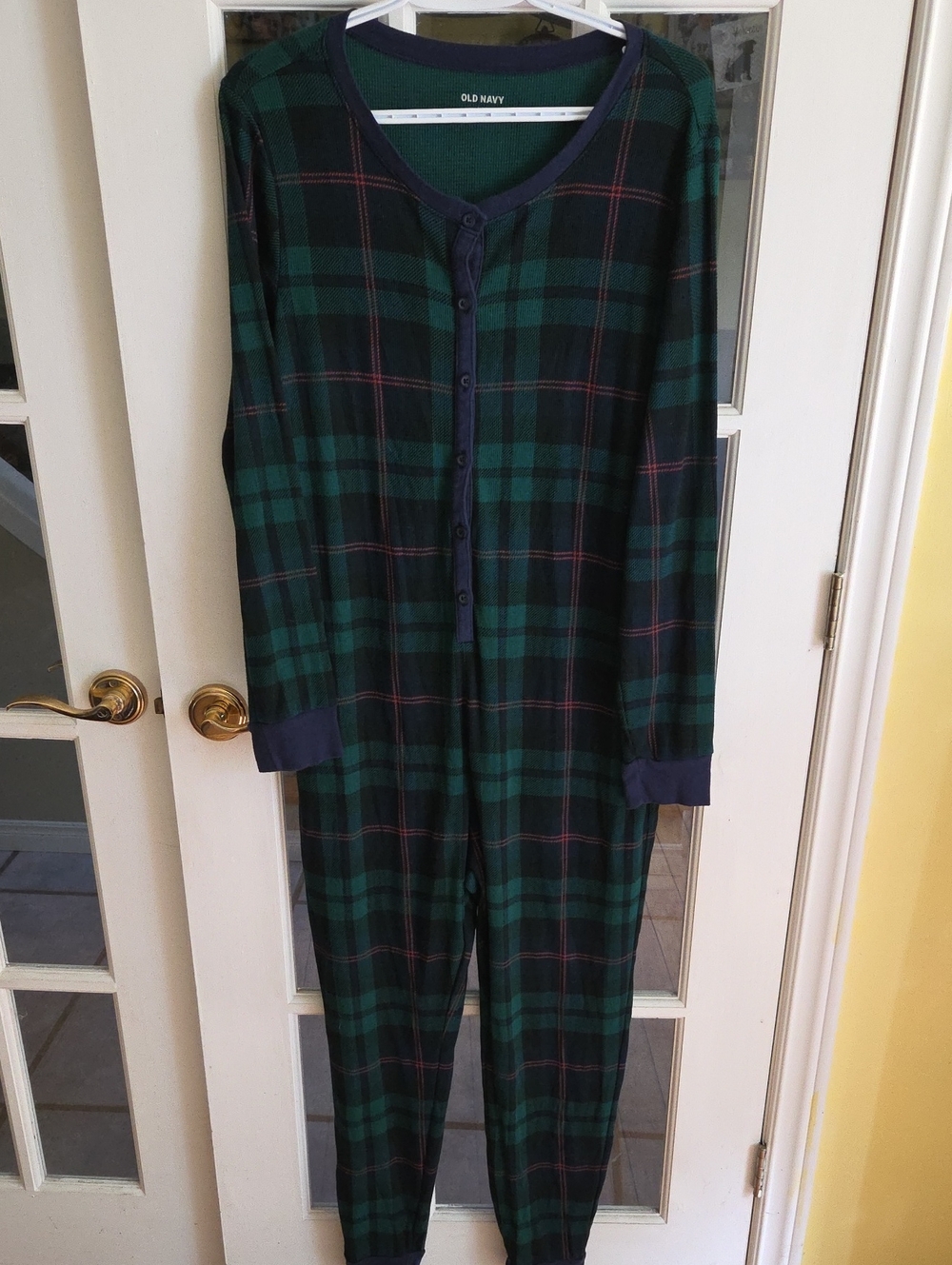 Old Navy Green and Navy Plaid Women's One-Piece Pajama